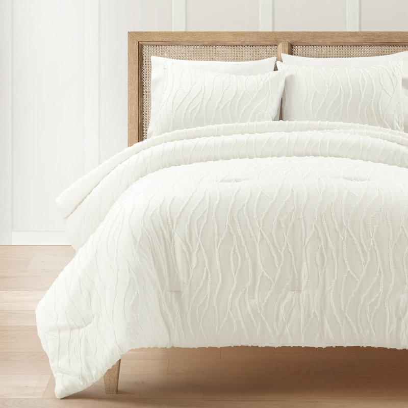 Lush Decor Jacquard Wave Comforter Set Soft White 3Pc Set Reviews Wayfair